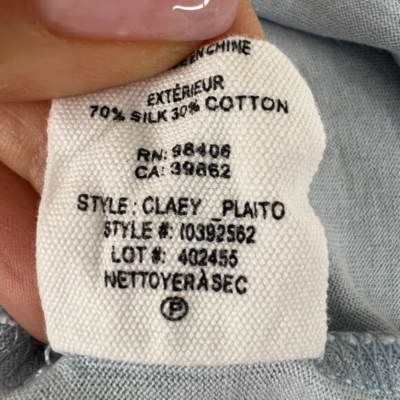 THEORY Blue Top Silk Blend Ribbed Crew Neck Slim Fit Casual Size Large L - Picture 12 of 13